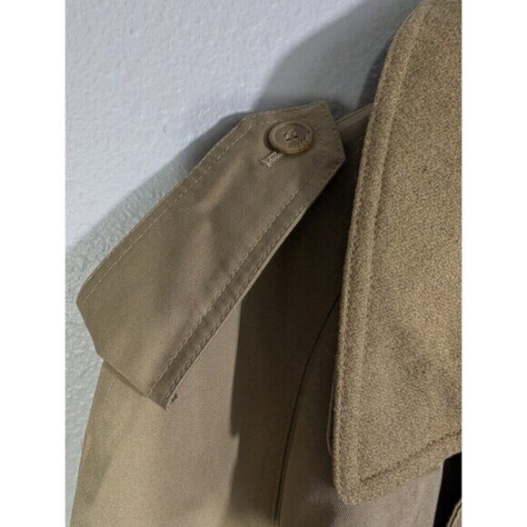Vintage Oleg Cassini Men Tan Trench Coat 42R Removable Wool Lining Belted - Picture 10 of 16